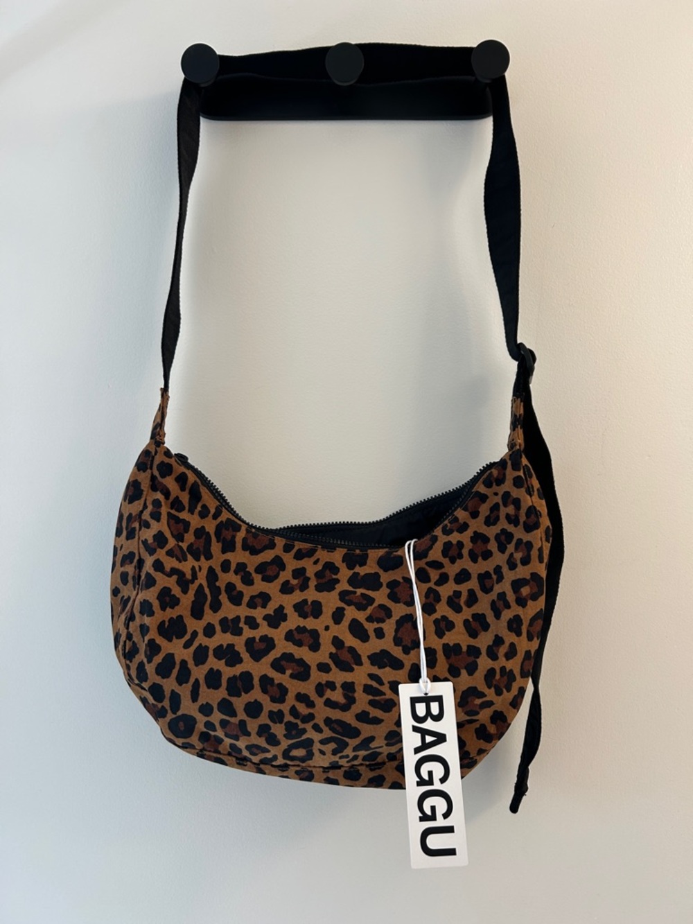 BAGGU Leopard-Print Medium Crescent Bag - NWT